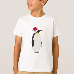 Camiseta Pinguim de Natal Engraçado Animal com Papai Noel