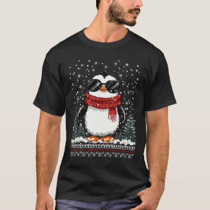 Camiseta Pinguim De Natal Engraçado Com Sungles Ugly Christ
