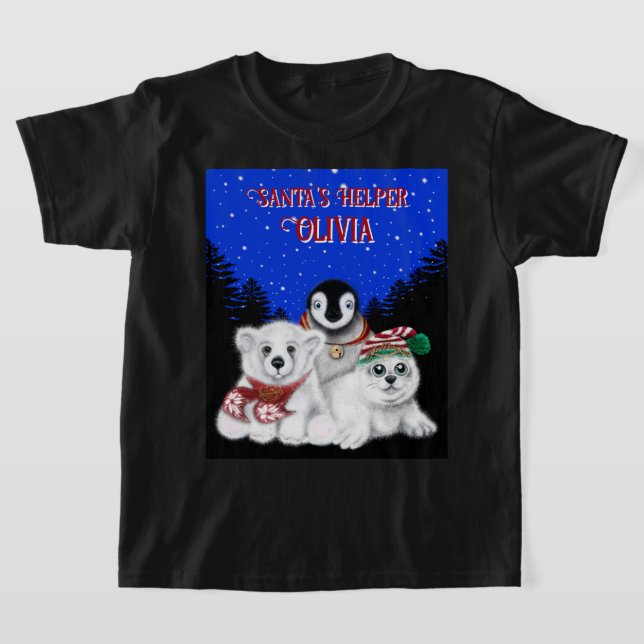 Camiseta Pinguim de Natal - foca polar de bebê personalizad (Postura )