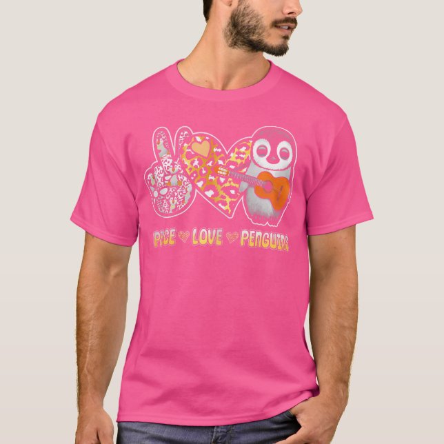 Camiseta Pinguim De Paz Tocando Violão Acústico Instrum (Frente)