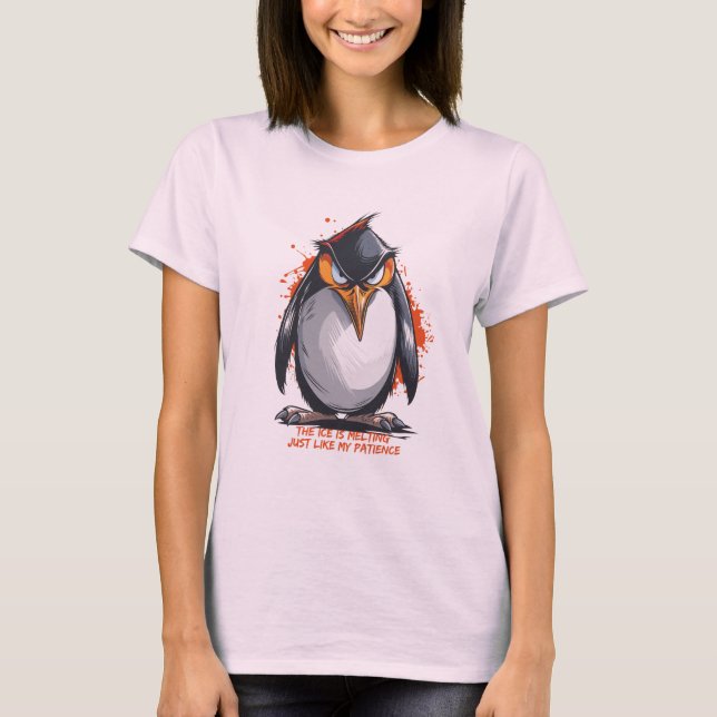 Camiseta Pinguim Derretendo a Paciência (Frente)