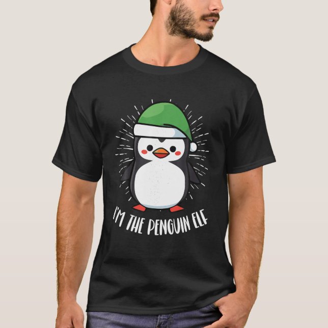 Camiseta Pinguim Dia de Natal Pássaro de Gelo Papai Noel (Frente)