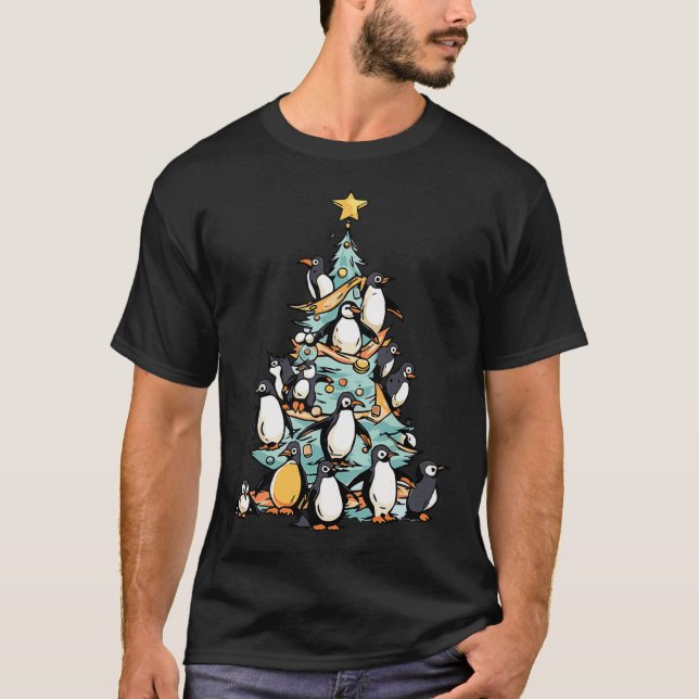 Camiseta Pinguim Dia de Natal Pássaro de Gelo Papai Noel (Frente)