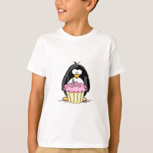 Camiseta Pinguim do aniversário com cupcake