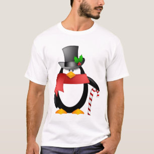Camiseta Pinguim do cavalheiro com o bastão do chapéu alt