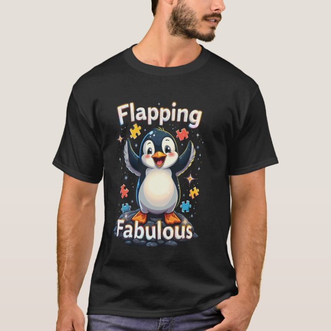 Camiseta Pinguim do Mês de Conscientização do Autismo (Frente)