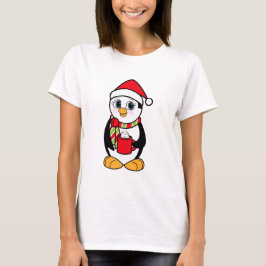 Camiseta Pinguim do Natal com o copo do cacau