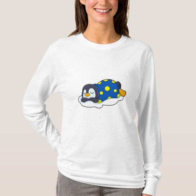 Camiseta Pinguim dormindo com cobertor (Frente)