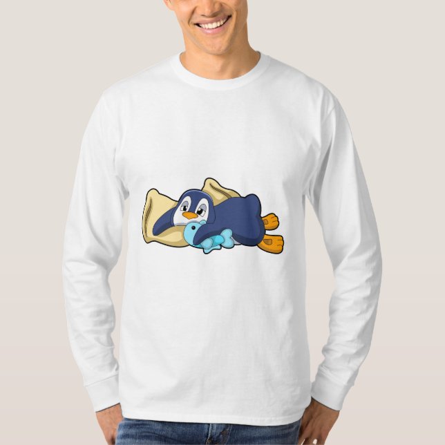 Camiseta Pinguim dormindo com Travesseiro (Frente)