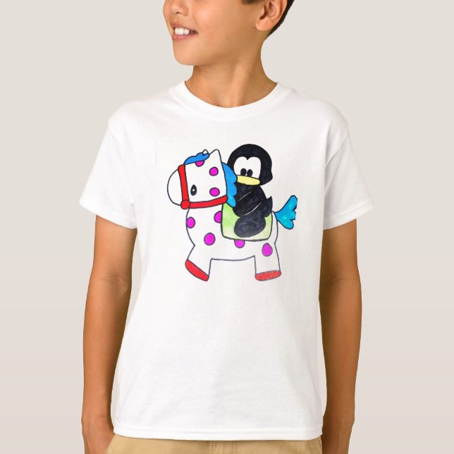 Camiseta pinguim e cavalo (Frente)