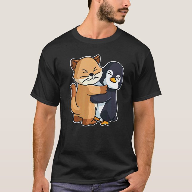 Camiseta Pinguim E Gatinhos Cuecas Para Mulheres Animais H (Frente)