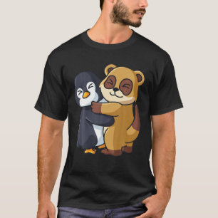 Camiseta Pinguim E Meerkat Cute Animal Amam As Mulheres