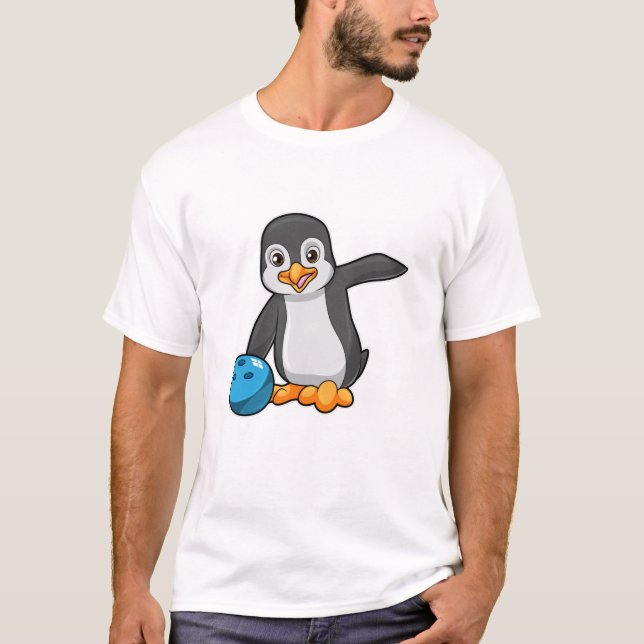 Camiseta Pinguim em Boliches com Bola de boliche (Frente)
