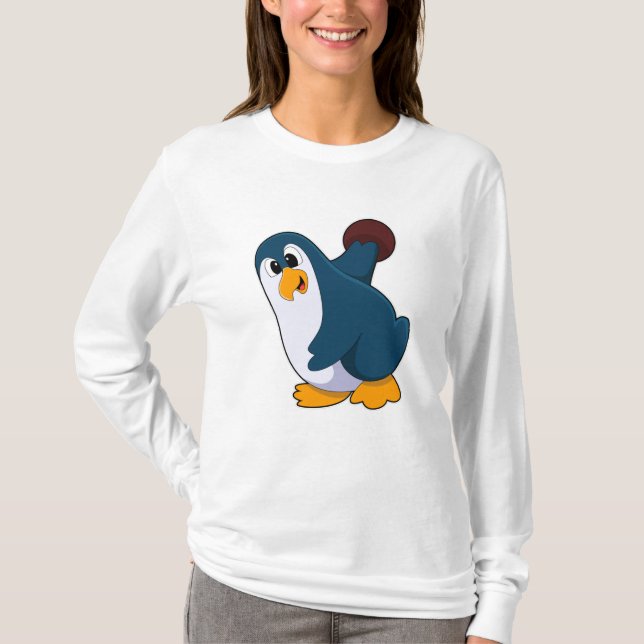 Camiseta Pinguim em Boliches com Bola de boliche (Frente)