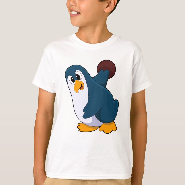 Camiseta Pinguim em Boliches com Bola de boliche (Frente)