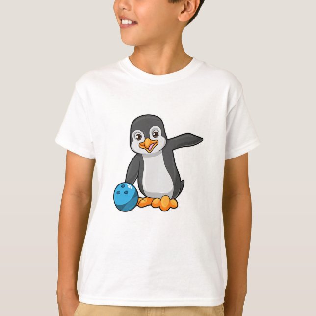Camiseta Pinguim em Boliches com Bola de boliche (Frente)
