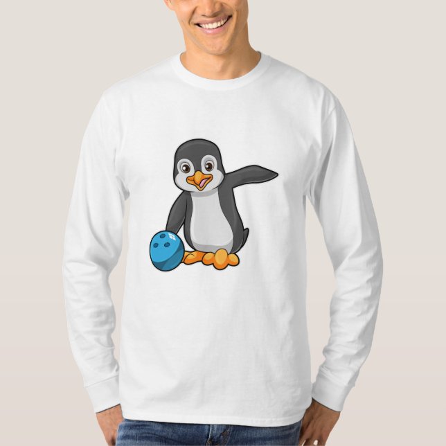 Camiseta Pinguim em Boliches com Bola de boliche (Frente)