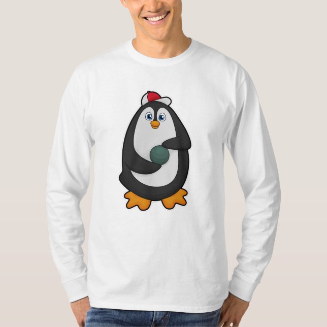 Camiseta Pinguim em Boliches com Bola de boliche (Frente)