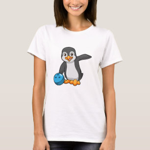 Camiseta Pinguim em Boliches com Bola de boliche