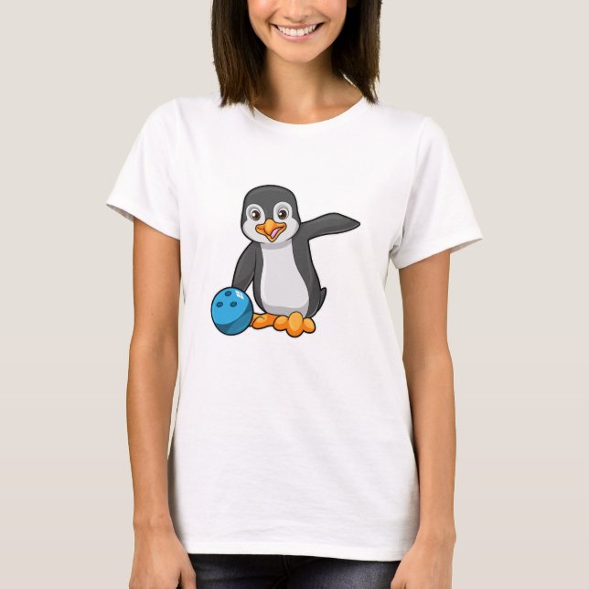 Camiseta Pinguim em Boliches com Bola de boliche (Frente)