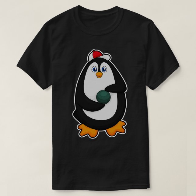 Camiseta Pinguim em Boliches com Bola de boliche (Frente do Design)