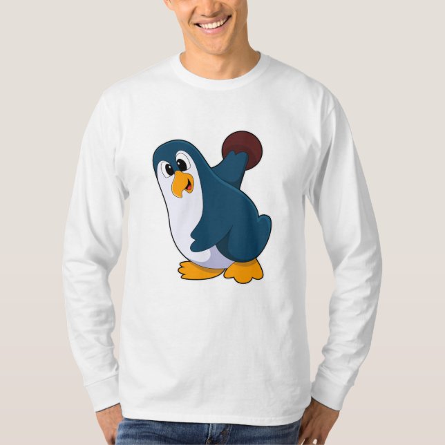 Camiseta Pinguim em Boliches com Bola de boliche (Frente)
