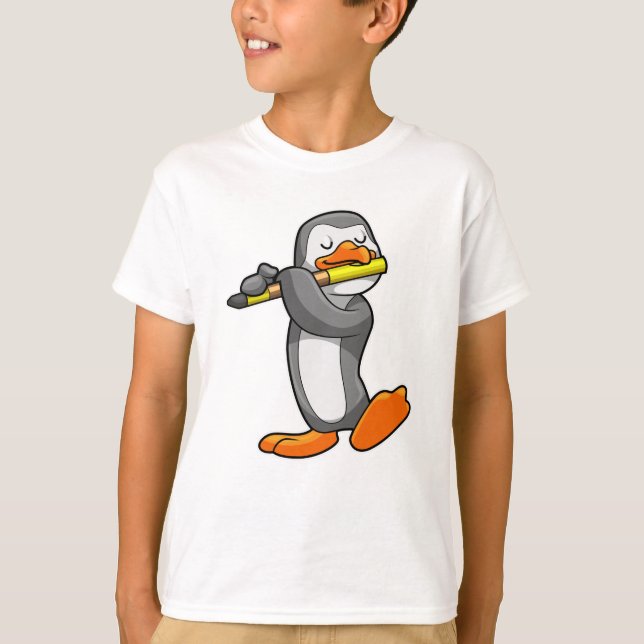 Camiseta Pinguim em Música com Flute (Frente)