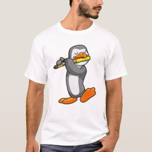 Camiseta Pinguim em Música com Flute