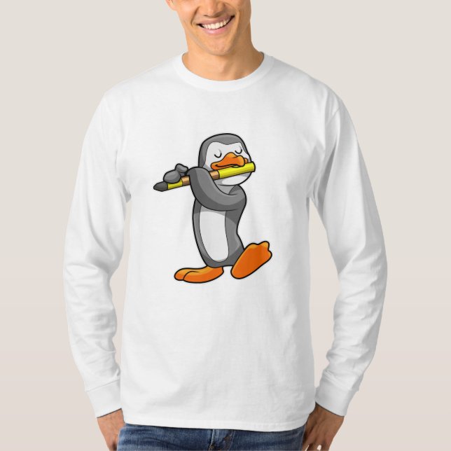 Camiseta Pinguim em Música com Flute (Frente)