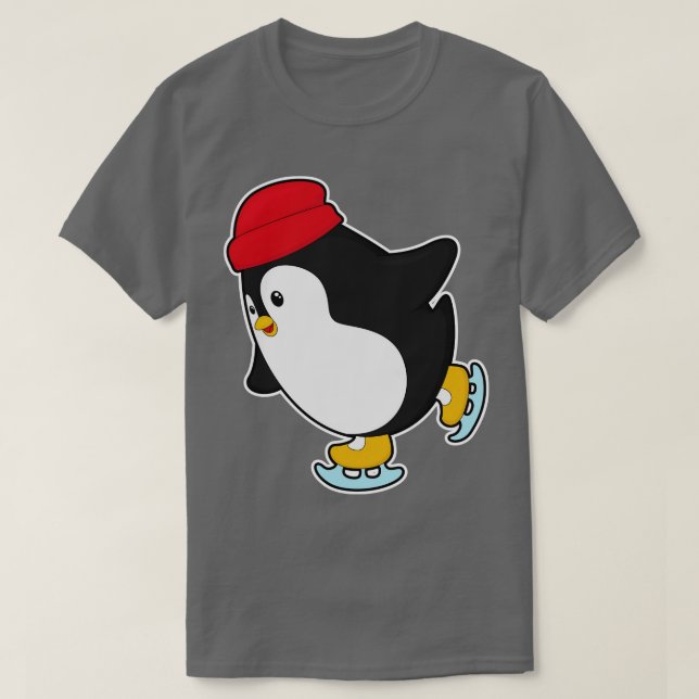 Camiseta Pinguim em patinação de gelo com chapéu (Frente do Design)