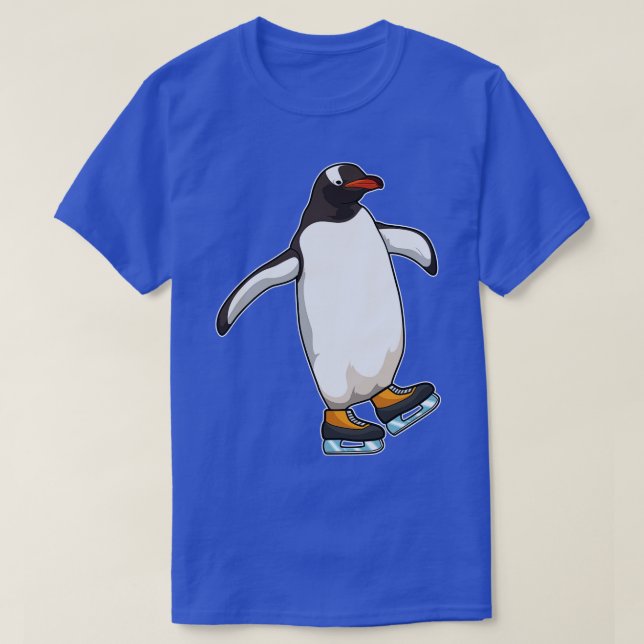 Camiseta Pinguim em patinação no gelo com skates de gelo 2 (Frente do Design)