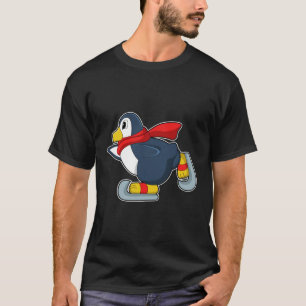 Camiseta Pinguim em patinagem de gelo com skates de gelo.PN