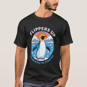 Camiseta Pinguim Engraçado com Nadadeiras Levantadas Eu Fic