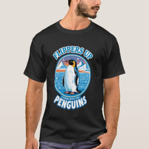 Camiseta Pinguim Engraçado Com Nadadeiras Para Cima Eu Fico