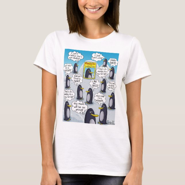 Camiseta Pinguim engraçado e bonito do mês. (Frente)