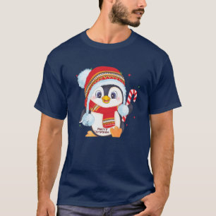 Camiseta Pinguim Engraçado Feliz Natal Família Combinando C
