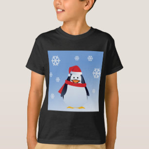 Camiseta Pinguim Engraçado Natal Papai Noel Flocos de Neve