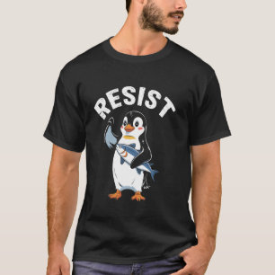 Camiseta Pinguim Engraçado Resiste e Pinguins Protestam