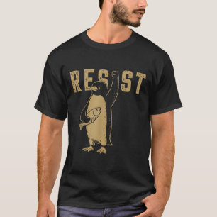 Camiseta Pinguim Engraçado Resiste Pinguins em Protesto Con