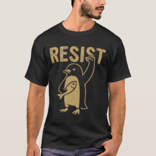Camiseta Pinguim Engraçado Resiste Pinguins em Protesto Con