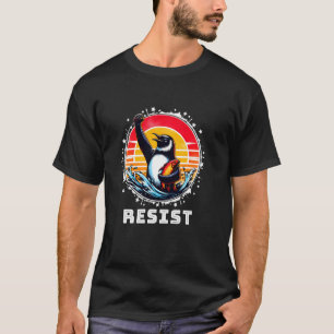 Camiseta Pinguim Engraçado Resiste Pinguins Protestam Contr