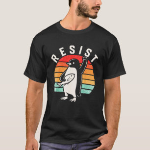 Camiseta Pinguim Engraçado Resiste Protesto Anti-Tarifa Pol