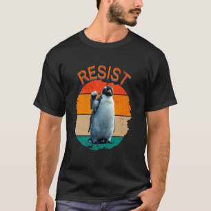 Camiseta Pinguim Engraçado Resistir Pinguins Protestam Cont