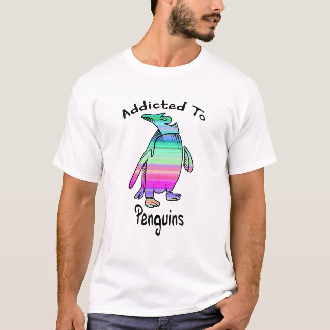 Camiseta Pinguim Engraçado Viciado Em Pinguins (Frente)