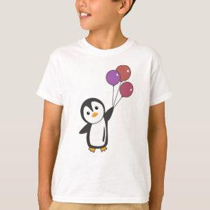 Camiseta Pinguim Engraçado Voa Com Balões
