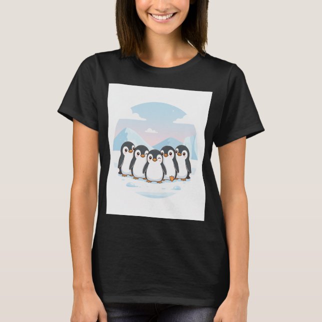 Camiseta Pinguim-esquadrão bonito feminino (Frente)