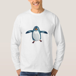 Camiseta Pinguim Feliz Brincadeira Saltando No Oceano Aéreo