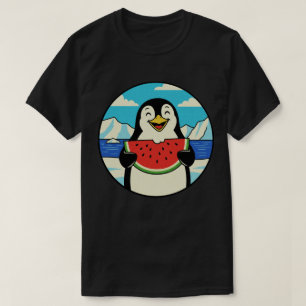 Camiseta Pinguim Feliz Comendo Melancia - Vibrações de Verã