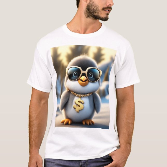 Camiseta Pinguim Fluffy Bonito E Legal (Frente)