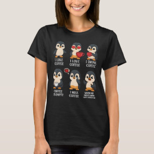 Camiseta Pinguim Fofo Amante de Café Emoções Para Cada Humo